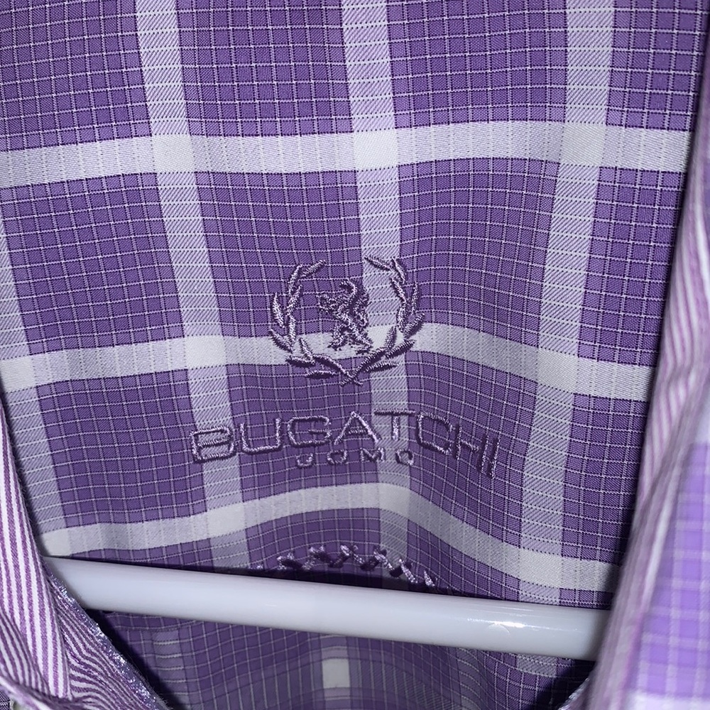 Designer Bugatchi Uomo Shaped Fit Flip Cuff Purple - Picture 2 of 14